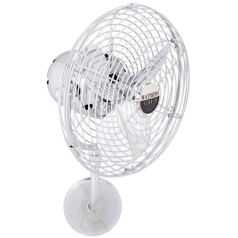 Matthews Fan Company Michelle Parede 19in Directional Wall Fan | Chrome Metal | Indoor Use | 13 x 20 x 16 in | Model MP-CR-MTL