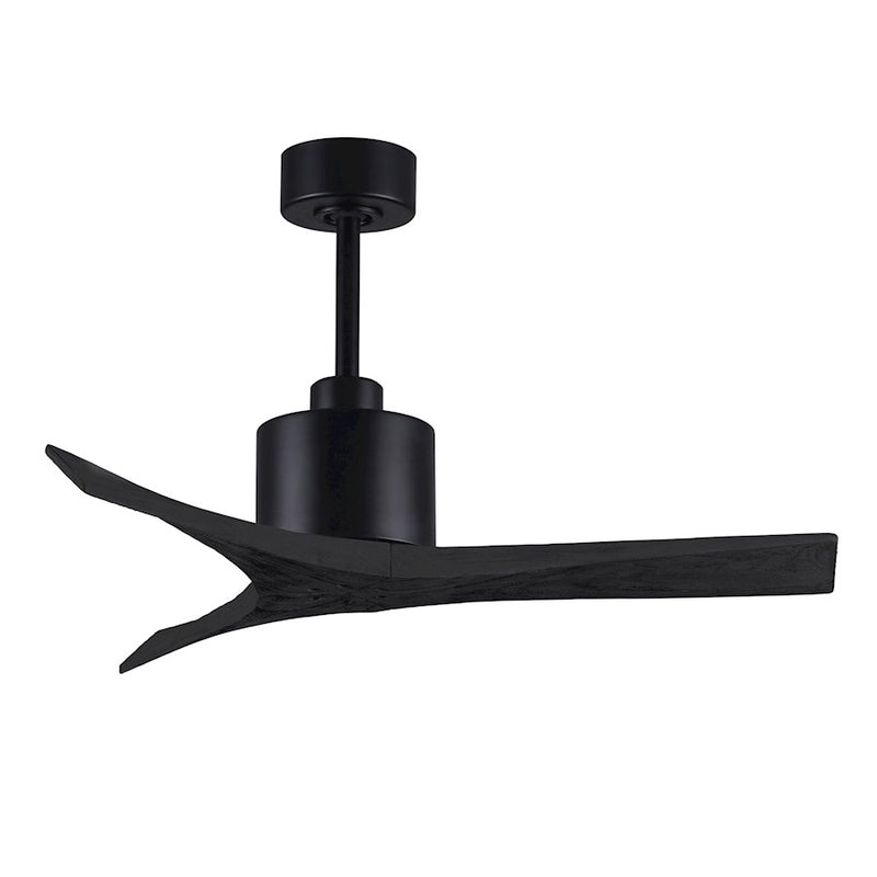 Matthews Fans Mollywood 42in Ceiling Fan | Matte Black Cast Aluminum and Solid Wood Blades | Bedroom & Living Room Air | Model MW-BK-BK-42