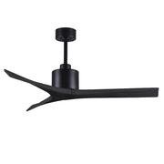 Matthews Fans Mollywood 52in 3-Blade Ceiling Fan | Contemporary Matte Black and Matte Black Solid Wood | Living Room & Bedroom | Model MW-BK-BK-52