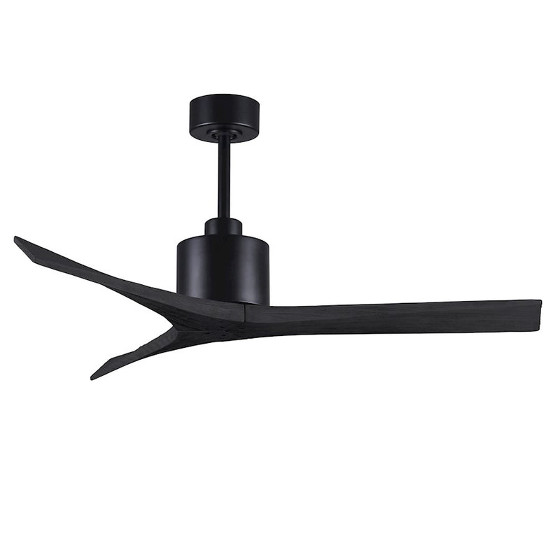 Matthews Fans Mollywood 52in 3-Blade Ceiling Fan | Contemporary Matte Black and Matte Black Solid Wood | Living Room & Bedroom | Model MW-BK-BK-52