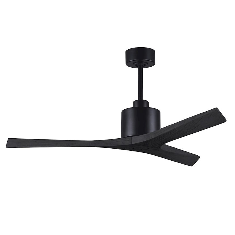 Matthews Fans Mollywood 52in 3-Blade Ceiling Fan | Contemporary Matte Black and Matte Black Solid Wood | Living Room & Bedroom | Model MW-BK-BK-52