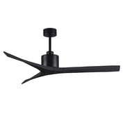 Matthews Fans Mollywood 60in 3-Blade Ceiling Fan | Contemporary Matte Black and Matte Black Solid Wood | Living Room & Great Room | Model MW-BK-BK-60