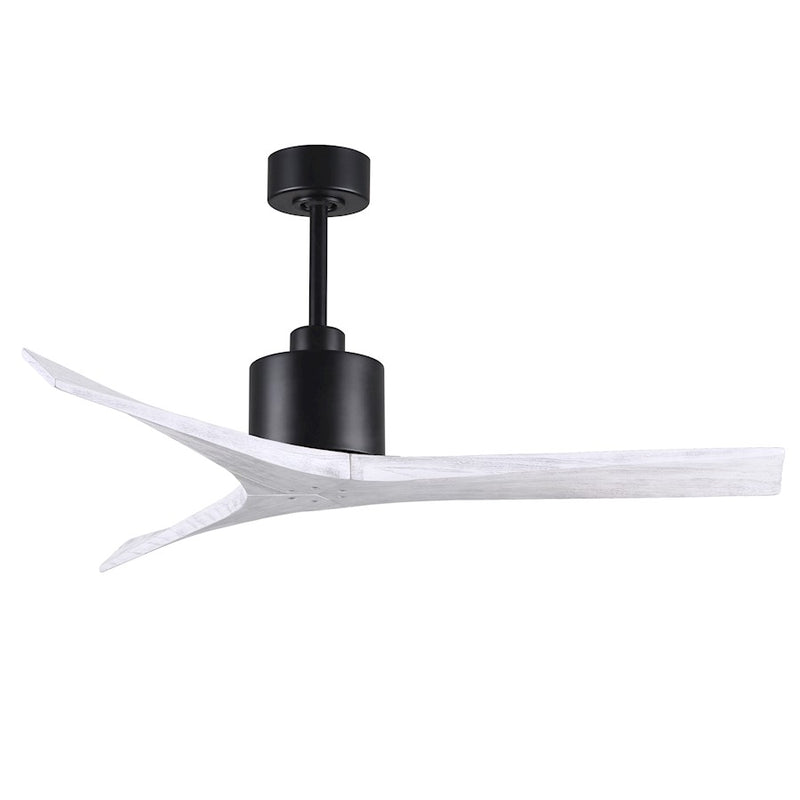 Matthews Fans Mollywood 52in 3-Blade Ceiling Fan | Contemporary Matte Black and Matte White Solid Wood Blades | Living Room | Model MW-BK-MWH-52