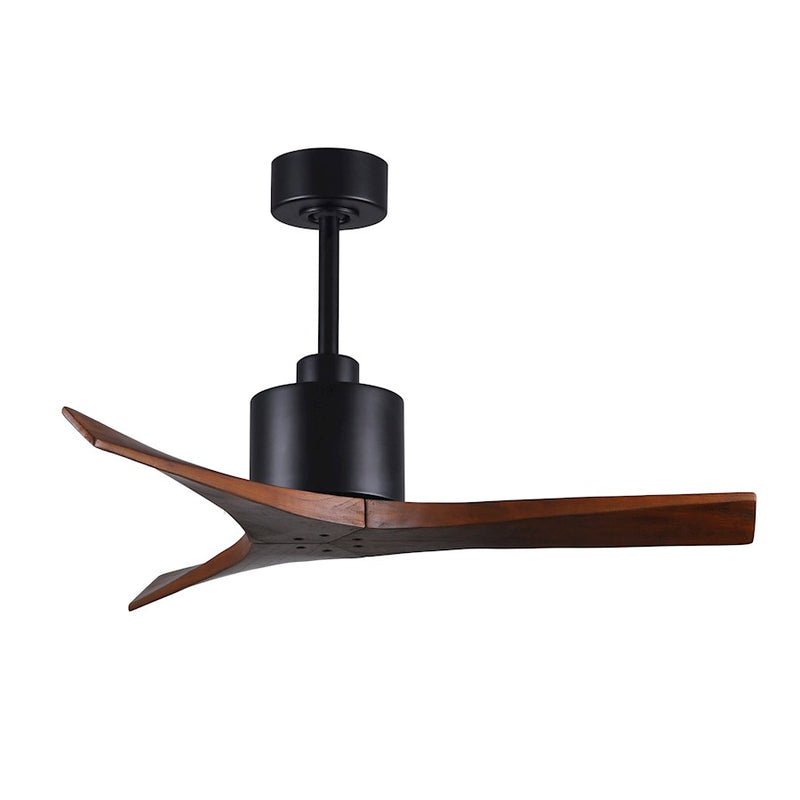 Matthews Fans Mollywood 42in 3-Blade Ceiling Fan | Contemporary Matte Black and Walnut Solid Wood Blades | Bedroom & Living Room | Model MW-BK-WA-42