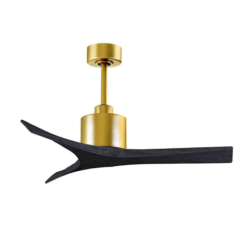 Matthews Fans Mollywood 42in 3-Blade Ceiling Fan | Contemporary Brushed Brass and Matte Black Solid Wood Blades | Bedroom | Model MW-BRBR-BK-42