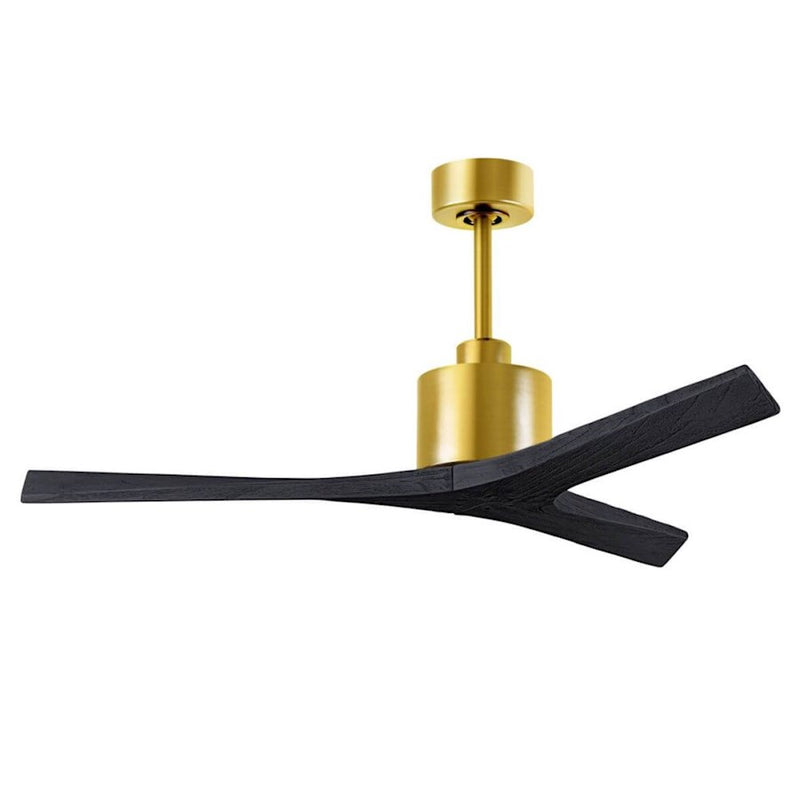 Matthews Fans Mollywood 52in 3-Blade Ceiling Fan | Contemporary Brushed Brass and Matte Black Solid Wood | Living Room | Model MW-BRBR-BK-52