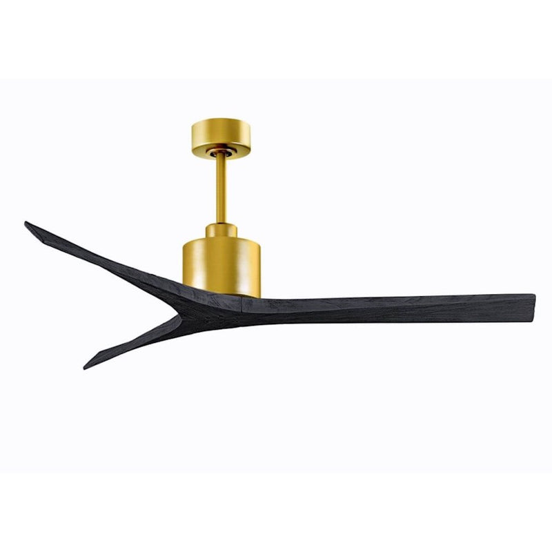 Matthews Fans Mollywood 60in 3-Blade Ceiling Fan | Contemporary Brushed Brass and Matte Black Solid Wood | Great Room & Bedroom | Model MW-BRBR-BK-60