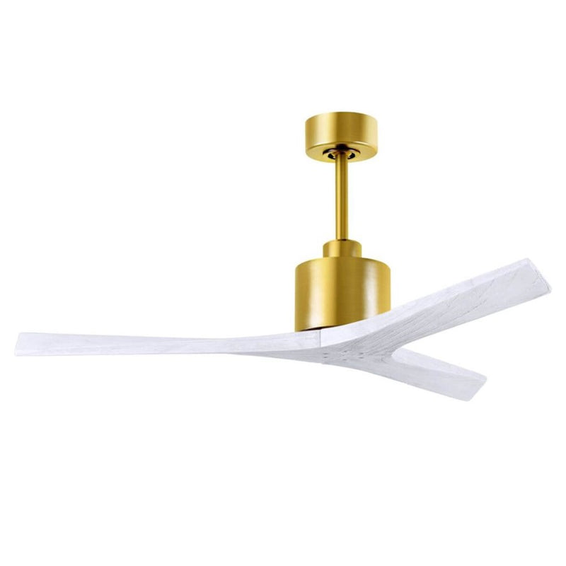 Matthews Fans Mollywood 52in Ceiling Fan | Brushed Brass and Matte White Solid Wood Blades | Living Room & Bedroom | Model MW-BRBR-MWH-52