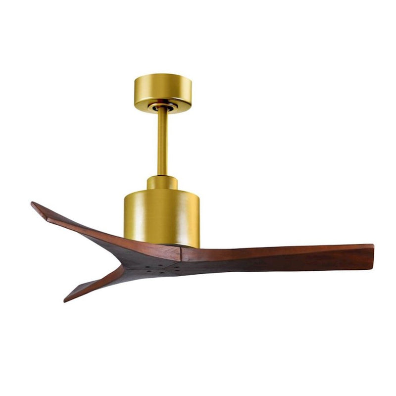 Matthews Fans Mollywood 42in 3-Blade Ceiling Fan | Brushed Brass and Walnut Solid Wood | Bedroom & Living Room | 42 x 42 x 10 in | Model MW-BRBR-WA-42