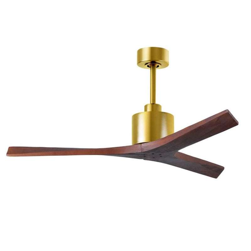 Matthews Fans Mollywood 52in 3-Blade Ceiling Fan | Brushed Brass and Walnut Solid Wood | Bedroom & Living Room | 52 x 52 x 10 in | Model MW-BRBR-WA-52