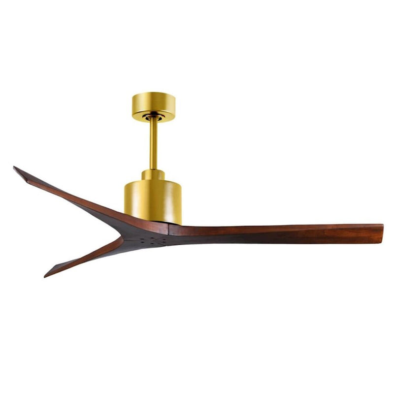 Matthews Fans Mollywood 60in 3-Blade Ceiling Fan | Brushed Brass and Walnut Solid Wood | Bedroom & Living Room | 60 x 60 x 10 in | Model MW-BRBR-WA-60