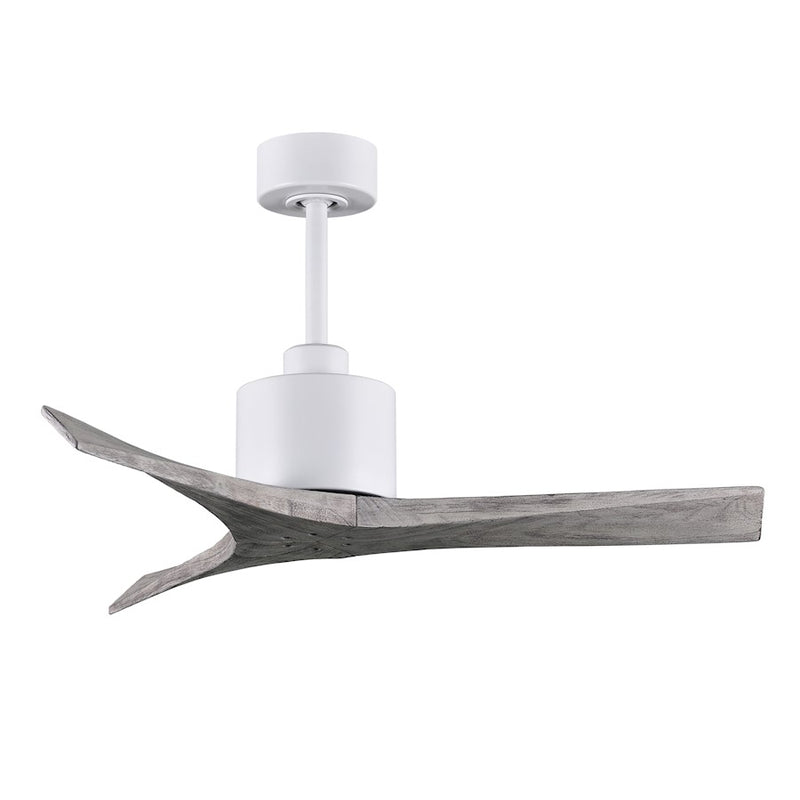 Matthews Fans Mollywood 42in Ceiling Fan | Contemporary Matte White and Barnwood Solid Wood Blades | Bedroom & Small Living Room | Model MW-MWH-BW-42