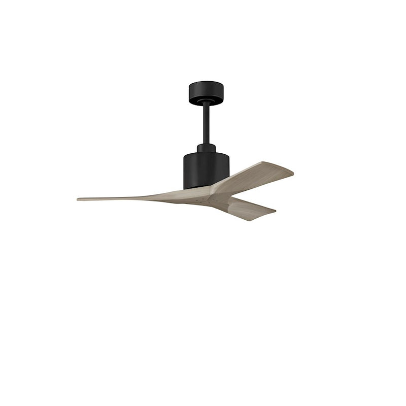 Matthews Fans Nan 42in 3-Blade Ceiling Fan | Contemporary Matte Black and Gray Ash Solid Wood | Bedroom & Dining Room | Model NK-BK-GA-42