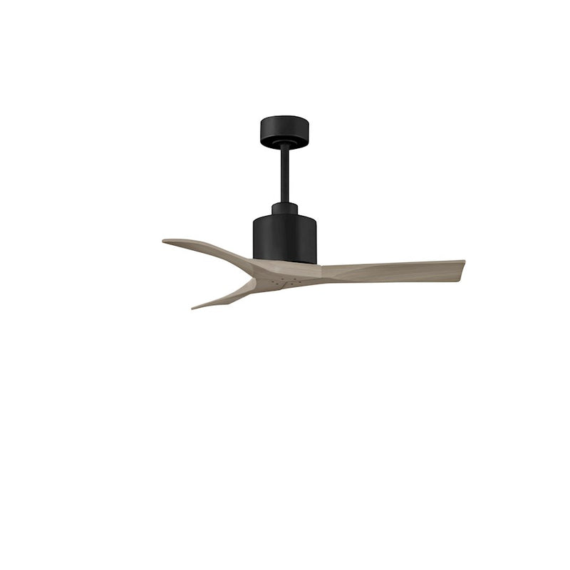 Matthews Fans Nan 42in 3-Blade Ceiling Fan | Contemporary Matte Black and Gray Ash Solid Wood | Bedroom & Dining Room | Model NK-BK-GA-42