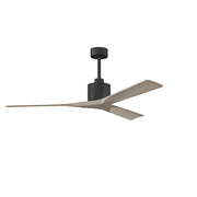 Matthews Fans Nan 60in 3-Blade Ceiling Fan | Contemporary Matte Black and Gray Ash Solid Wood | Living Room & Covered Patio | Model NK-BK-GA-60