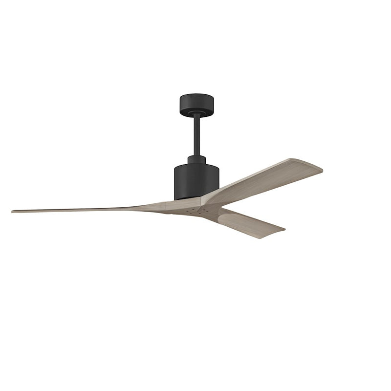 Matthews Fans Nan 60in 3-Blade Ceiling Fan | Contemporary Matte Black and Gray Ash Solid Wood | Living Room & Covered Patio | Model NK-BK-GA-60