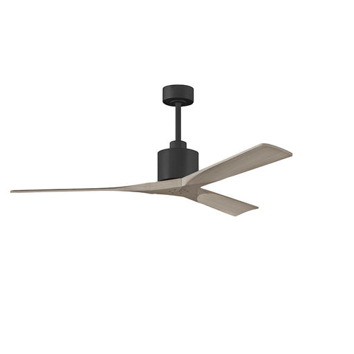 Matthews Fans Nan 60in 3-Blade Ceiling Fan | Contemporary Matte Black and Gray Ash Solid Wood | Living Room & Covered Patio | Model NK-BK-GA-60