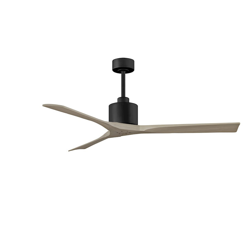 Matthews Fans Nan 60in 3-Blade Ceiling Fan | Contemporary Matte Black and Gray Ash Solid Wood | Living Room & Covered Patio | Model NK-BK-GA-60