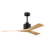 Matthews Fans Nan 52in 3-Blade Ceiling Fan | Contemporary Matte Black and Light Maple Tone Solid Wood Blades | Living Room | Model NK-BK-LM-52
