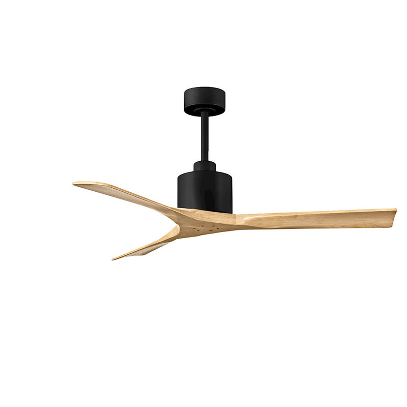 Matthews Fans Nan 52in 3-Blade Ceiling Fan | Contemporary Matte Black and Light Maple Tone Solid Wood Blades | Living Room | Model NK-BK-LM-52