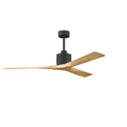 Matthews Fans Nan 60in 3-Blade Ceiling Fan | Contemporary Matte Black and Light Maple Tone Solid Wood Blades | Great Room | Model NK-BK-LM-60