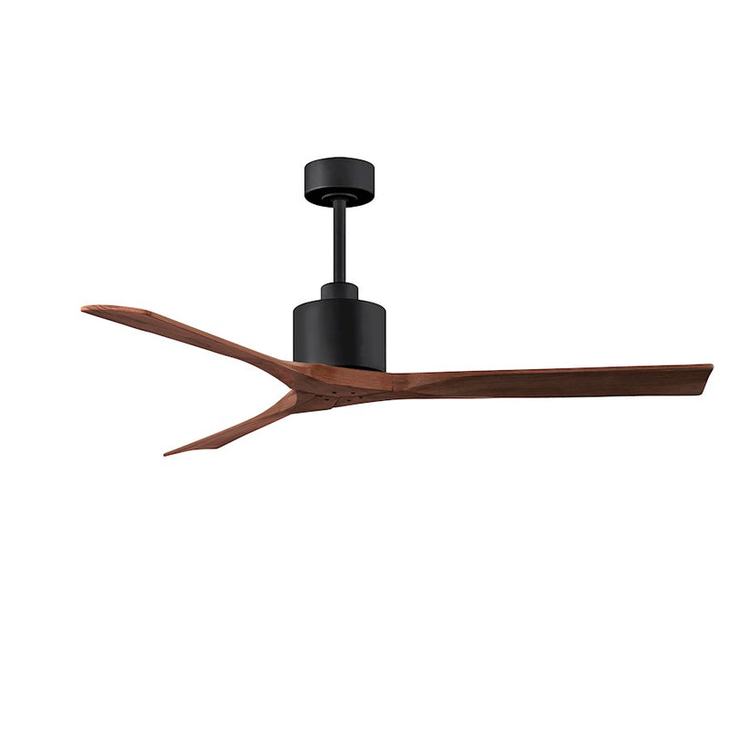 Matthews Nan 60in 3-Blade Ceiling Fan | Contemporary Textured Bronze and Walnut Wood | Great Room & Covered Patio | Model NK-TB-WA-60