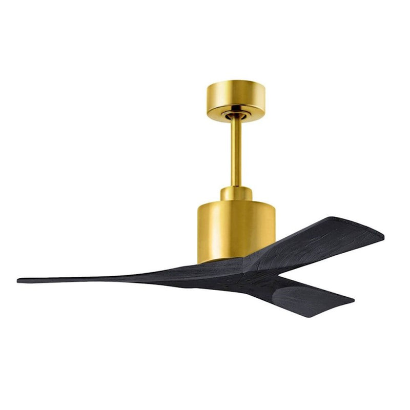 Matthews Fans Nan 42in 3-Blade Ceiling Fan | Contemporary Brushed Brass and Matte Black Solid Wood | Bedroom & Living Room | Model NK-BRBR-BK-42