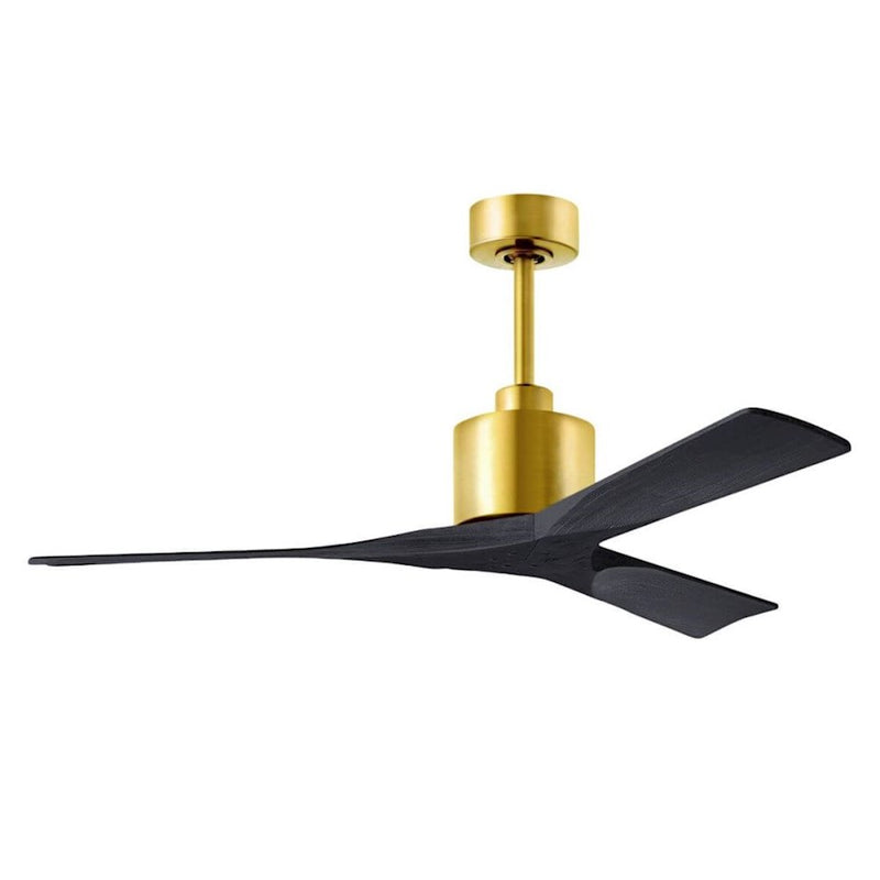 Matthews Fans Nan 52in 3-Blade Ceiling Fan | Contemporary Brushed Brass and Matte Black Solid Wood | Bedroom & Living Room | Model NK-BRBR-BK-52