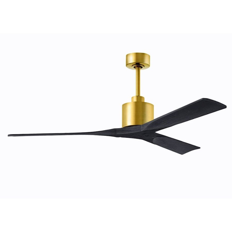 Matthews Fans Nan 60in 3-Blade Ceiling Fan | Contemporary Brushed Brass and Matte Black Solid Wood | Bedroom & Living Room | Model NK-BRBR-BK-60