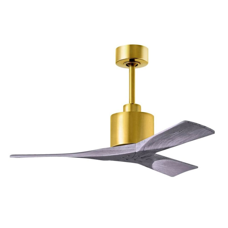 Matthews Fans Nan 42in 3-Blade Ceiling Fan | Contemporary Brushed Brass and Barnwood Solid Wood | Bedroom & Living Room | Model NK-BRBR-BW-42