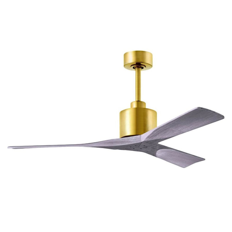 Matthews Fans Nan 52in 3-Blade Ceiling Fan | Contemporary Brushed Brass and Barnwood Solid Wood | Living Room & Bedroom | Model NK-BRBR-BW-52