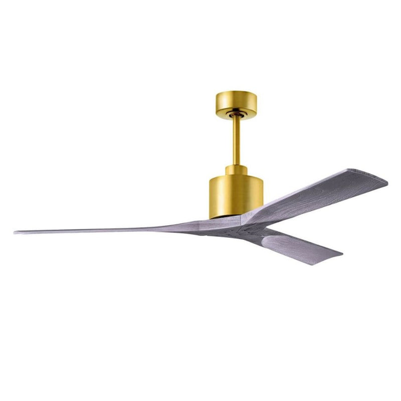 Matthews Fans Nan 60in 3-Blade Ceiling Fan | Contemporary Brushed Brass and Barnwood Solid Wood | Living Room & Bedroom | Model NK-BRBR-BW-60