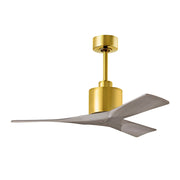 Matthews Fans Nan 42in 3-Blade Ceiling Fan | Contemporary Brushed Brass and Gray Ash Solid Wood | Bedroom & Office | Model NK-BRBR-GA-42