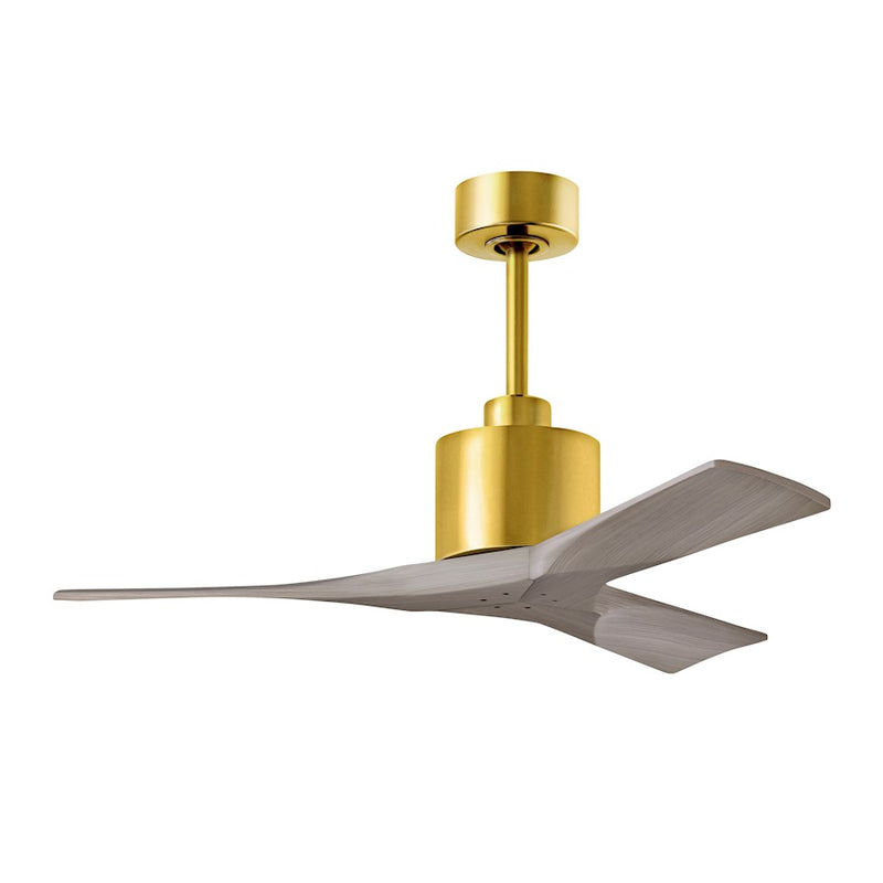 Matthews Fans Nan 42in 3-Blade Ceiling Fan | Contemporary Brushed Brass and Gray Ash Solid Wood | Bedroom & Office | Model NK-BRBR-GA-42