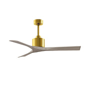 Matthews Fans Nan 52in 3-Blade Ceiling Fan | Contemporary Brushed Brass and Gray Ash Solid Wood | Living Room & Bedroom | Model NK-BRBR-GA-52