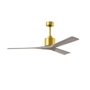 Matthews Fans Nan 60in 3-Blade Ceiling Fan | Contemporary Brushed Brass and Gray Ash Solid Wood | Living Room & Bedroom | Model NK-BRBR-GA-60