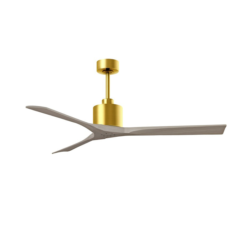 Matthews Fans Nan 60in 3-Blade Ceiling Fan | Contemporary Brushed Brass and Gray Ash Solid Wood | Living Room & Bedroom | Model NK-BRBR-GA-60