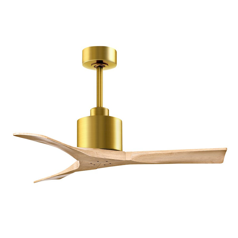 Matthews Fans Nan 42in 3-Blade Ceiling Fan | Contemporary Brushed Brass and Light Maple Solid Wood | Bedroom & Office | Model NK-BRBR-LM-42