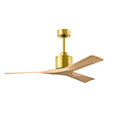 Matthews Fans Nan 52in 3-Blade Ceiling Fan | Contemporary Brushed Brass and Light Maple Solid Wood | Living Room & Dining Room | Model NK-BRBR-LM-52
