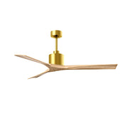 Matthews Fans Nan 60in 3-Blade Ceiling Fan | Contemporary Brushed Brass and Light Maple Solid Wood | Living Room & Bedroom | Model NK-BRBR-LM-60