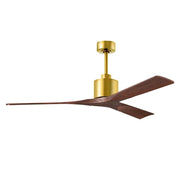 Matthews Fans Nan 60in 3-Blade Ceiling Fan | Contemporary Brushed Brass and Walnut Solid Wood | Living Room & Bedroom | Model NK-BRBR-WA-60