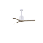 Matthews Fans Nan 42in 3-Blade Ceiling Fan | Contemporary Matte White and Gray Ash Solid Wood | Bedroom & Living Room | Model NK-MWH-GA-42