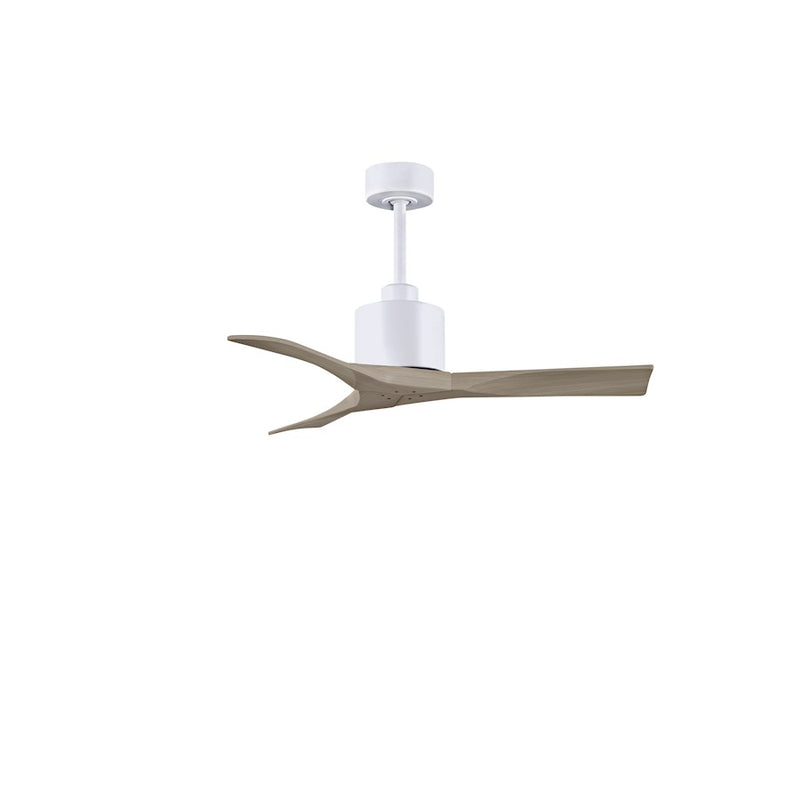 Matthews Fans Nan 42in 3-Blade Ceiling Fan | Contemporary Matte White and Gray Ash Solid Wood | Bedroom & Living Room | Model NK-MWH-GA-42