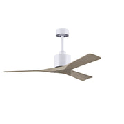 Matthews Fans Nan 52in 3-Blade Ceiling Fan | Contemporary Matte White and Gray Ash Solid Wood | Bedroom & Living Room | Model NK-MWH-GA-52