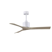Matthews Fans Nan 52in 3-Blade Ceiling Fan | Contemporary Matte White and Gray Ash Solid Wood | Bedroom & Living Room | Model NK-MWH-GA-52