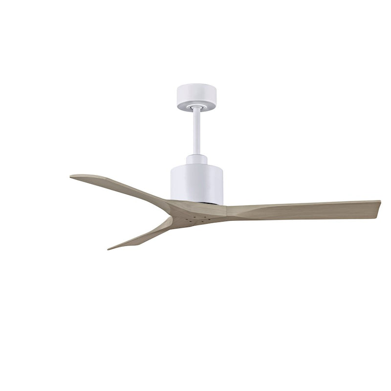 Matthews Fans Nan 52in 3-Blade Ceiling Fan | Contemporary Matte White and Gray Ash Solid Wood | Bedroom & Living Room | Model NK-MWH-GA-52