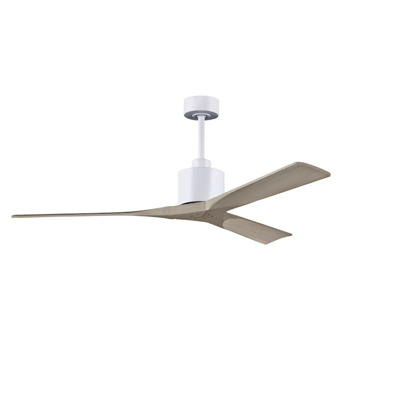 Matthews Fans Nan 60in 3-Blade Ceiling Fan | Contemporary Matte White and Gray Ash Solid Wood | Living Room & Great Room | Model NK-MWH-GA-60
