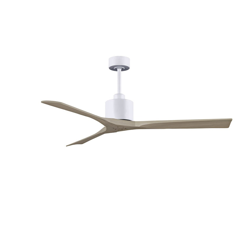 Matthews Fans Nan 60in 3-Blade Ceiling Fan | Contemporary Matte White and Gray Ash Solid Wood | Living Room & Great Room | Model NK-MWH-GA-60