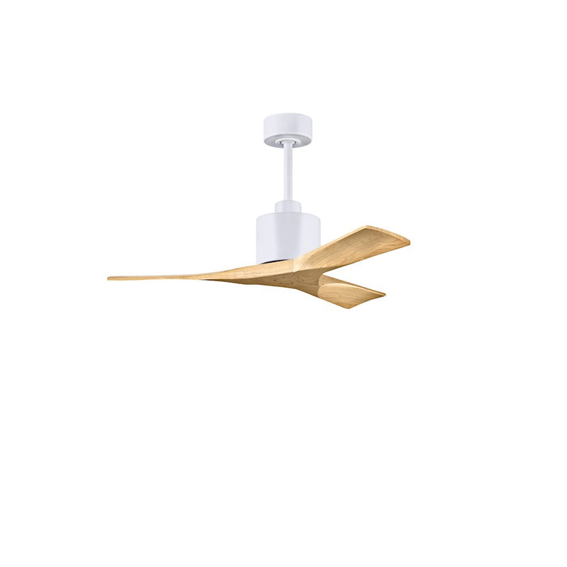 Matthews Fans Nan 42in 3-Blade Ceiling Fan | Contemporary Matte White and Light Maple Solid Wood | Bedroom & Living Room | Model NK-MWH-LM-42