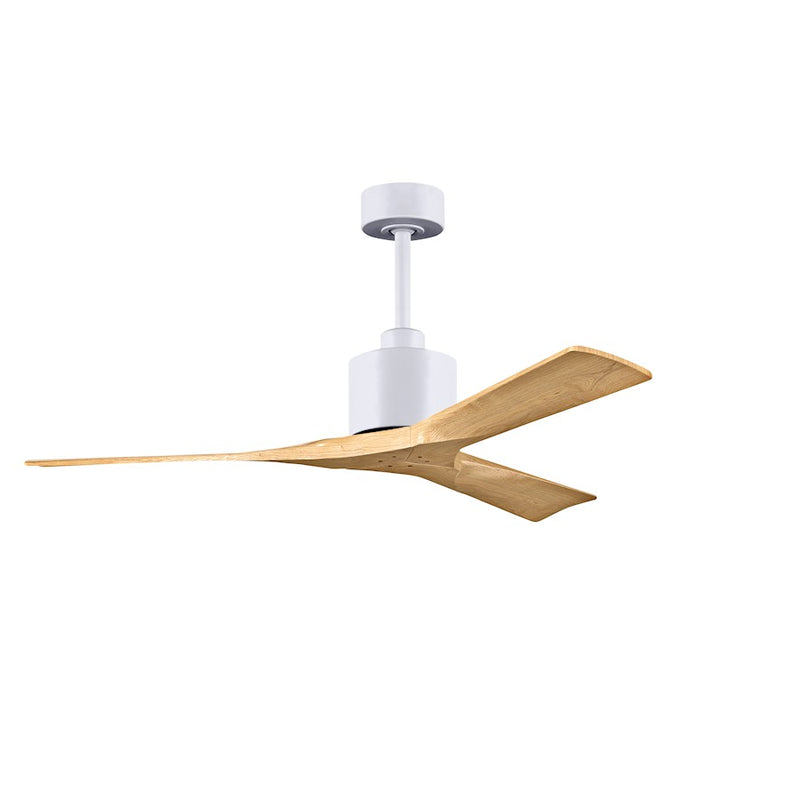 Matthews Fans Nan 52in 3-Blade Ceiling Fan | Matte White and Light MapleTone Solid Wood Blades | Living Room & Bedroom | Model NK-MWH-LM-52